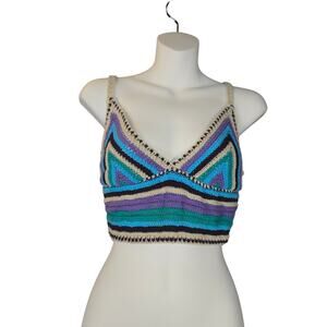 Urban Outfitters BDG Womens Small Gigi Crochet Bralette Top Colorful Beachy Boho
